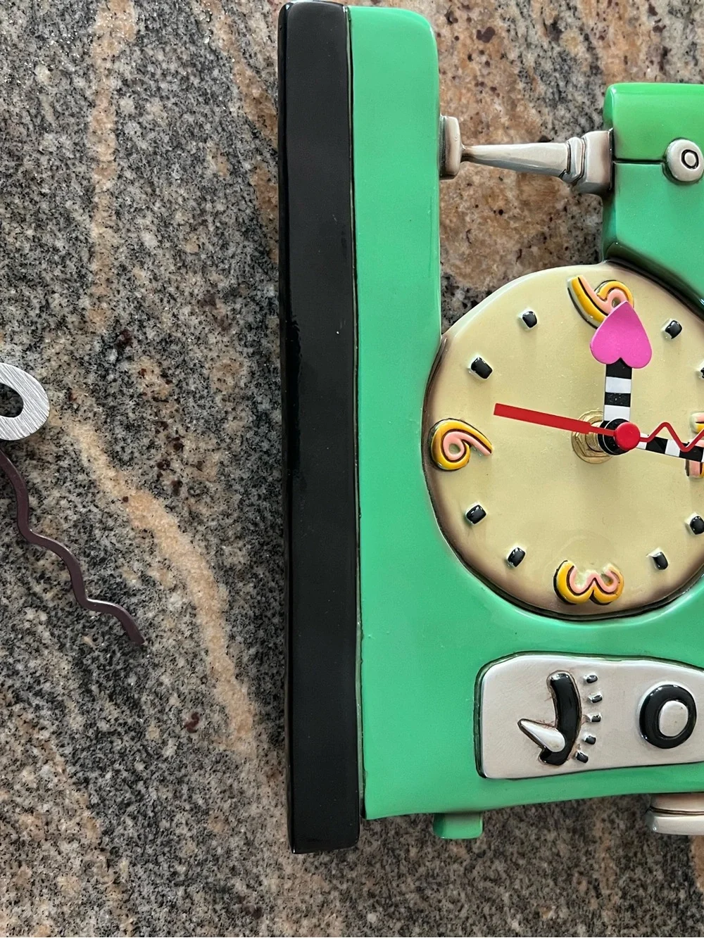 Mint Sewing Machine Wall Clock with Pink Accents